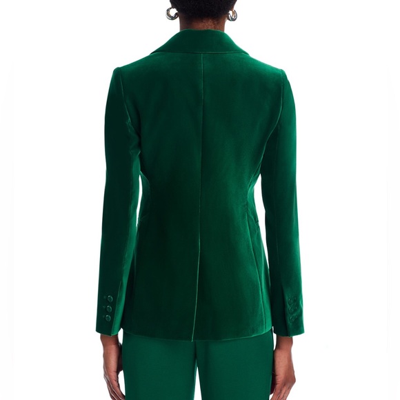 Alice + Olivia Macey Velvet Blazer in Forest Green - Picture 3 of 9